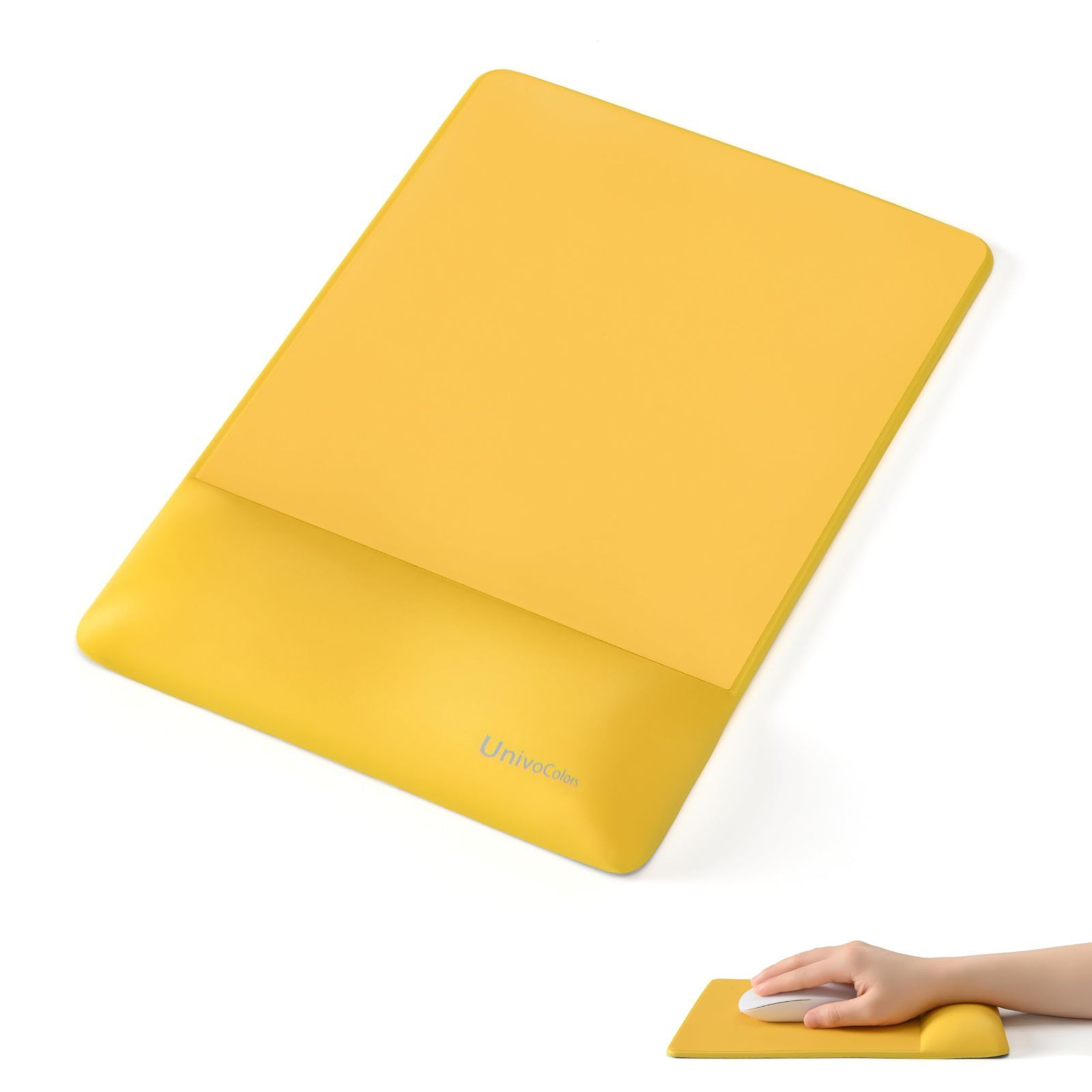 【在庫セール】リストレスト一体型 手首置き プレミアムPU素材 UnivoColors マウスパッド 人間工学デザイン 長時間操作のサポート 疲労低減 低反発クッション 手首痛み緩和 底面に滑り止め(イ