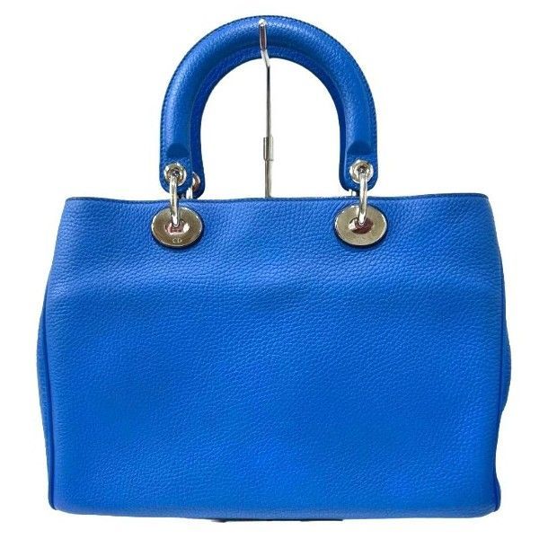 美品☆　ディオール　ディオリッシモ　2way　ハンドバッグ　青　レザー ディオール ディオリッシモ 2way ハンドバッグ 青 シルバー金具