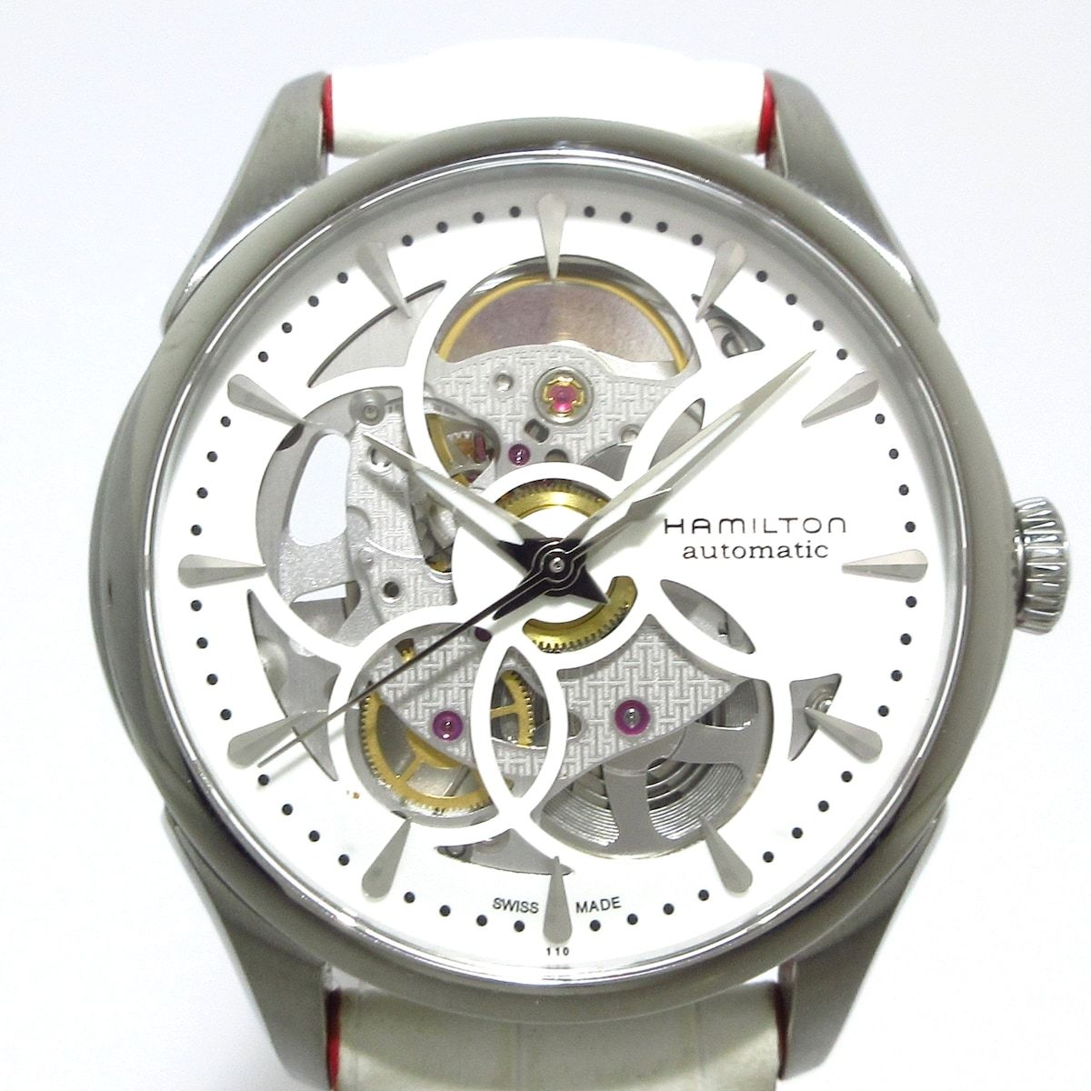HAMILTON(ハミルトン) 腕時計美品 ジャズマスター H324050 レディース 裏スケ 白