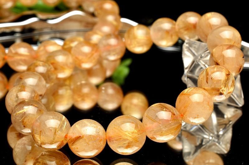 高品質 タイチンルチル 11.5mm前後 天然石 ブレスレット ゴールド ルチル 最高品質/黄色みの強い明るいゴールドルチル】タイチンルチル