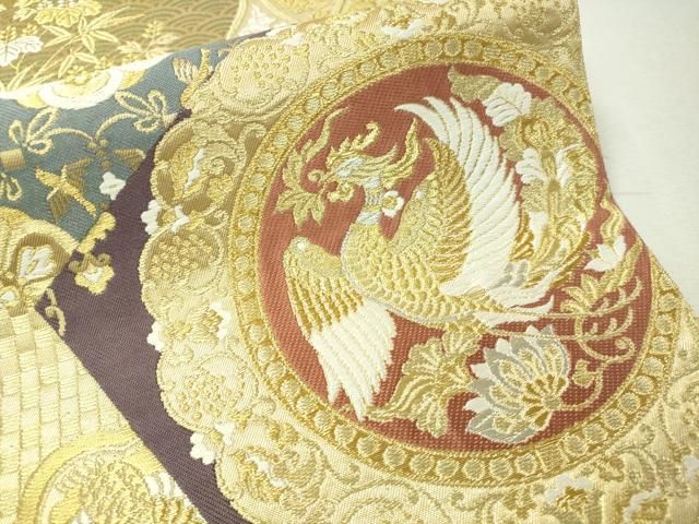 手織 くれはとり 袋帯 金糸 銀糸 正絹 六通 Q266 手織 くれはとり 袋帯 金糸 銀糸 正絹 六通 Q266 - メルカリ