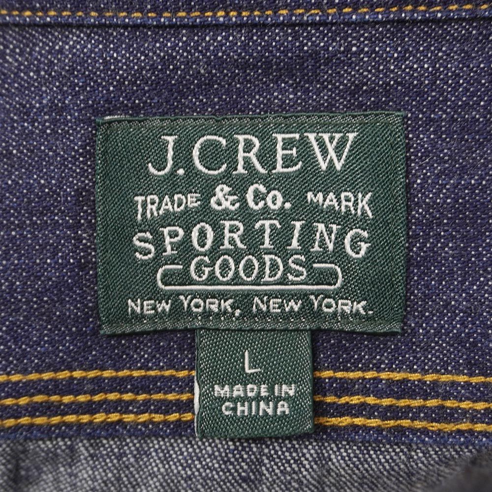 ジェイクルー J.CREW 00s 2000年代 Y2K デニムワークシャツ マチ付き トリプルステッチ ダンガリーシャツ 隠しボタンダウン 猫目ボタン USA ヴィンテージ アメリカ 古着 メンズ シャツ 真紺 L