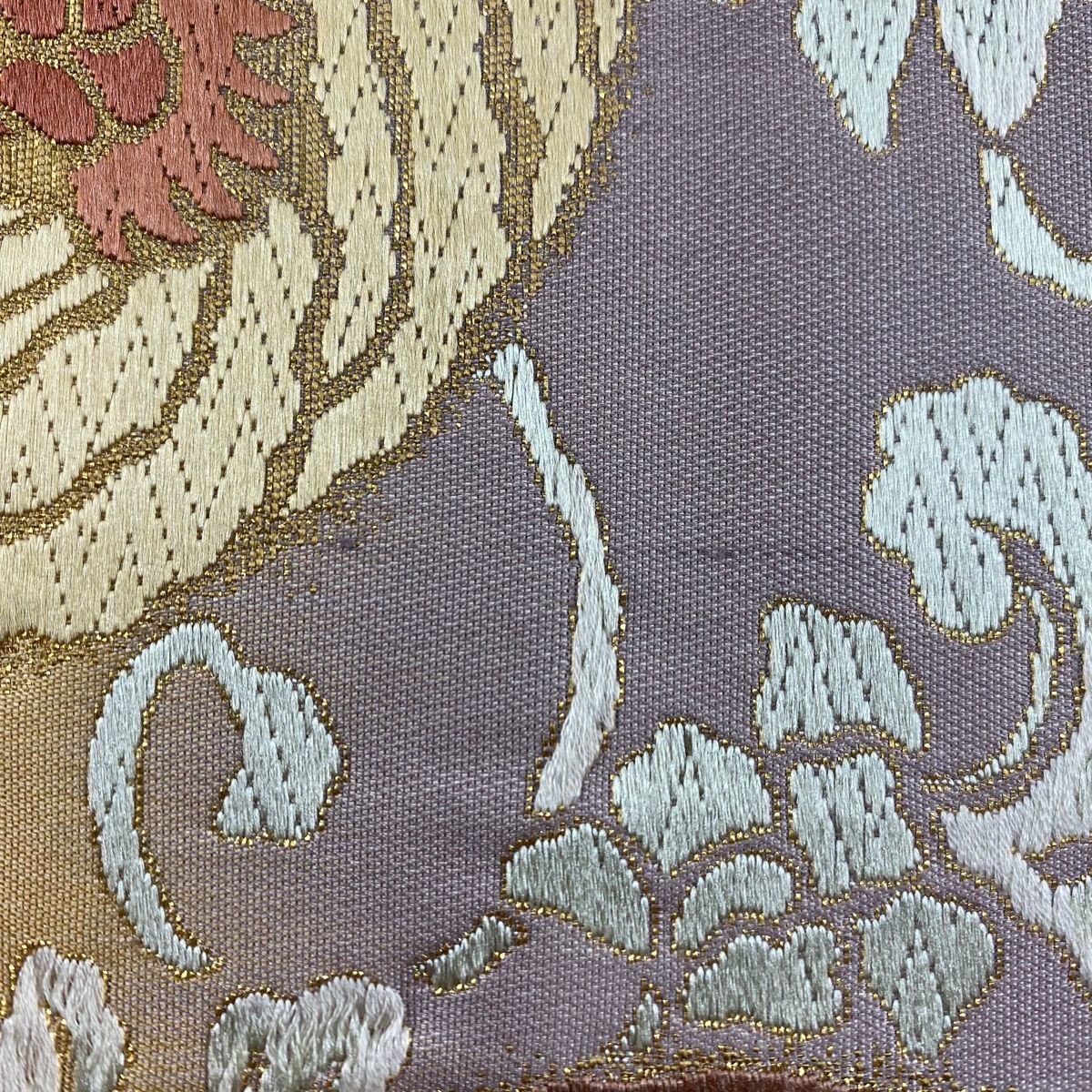 袋帯 秀品 花唐草 鳥 箔 唐織 薄紫 六通 正絹 【中古】 - メルカリ
