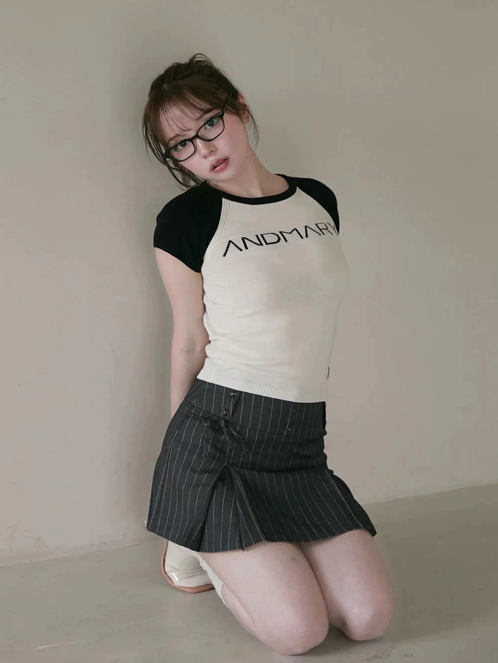 andmary Mary logo knit tops ivory 半袖 andmary Mary logo knit tops ivory アンドマリー 半袖 - メルカリ
