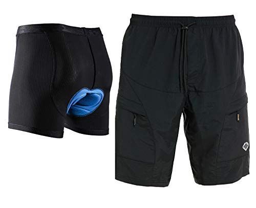 インナーパンツ付き_2XL [サンティック] サイクルパンツ サイクリングパンツ サイクリングウエア ハーフパンツ カジュアルパンツ 登山 自転車パンツ UVカット 伸縮通気 メンズ
