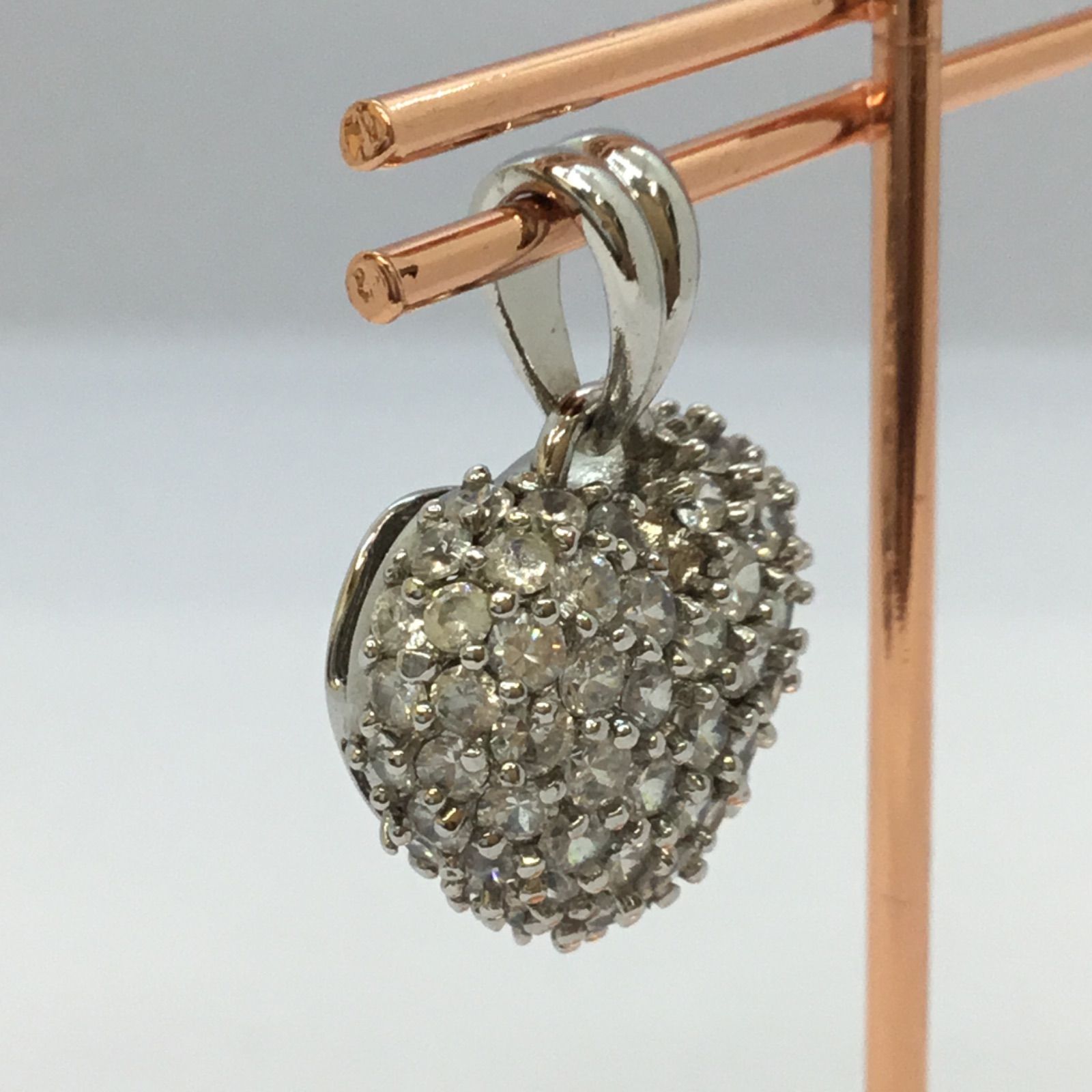 ◇美品 CZダイヤ 💎 ハート ペンダントトップ ／ シルバー925