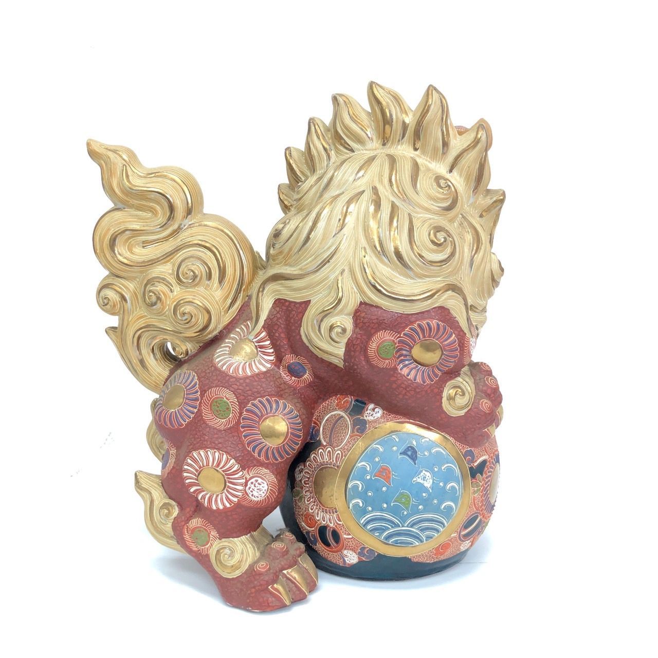 九谷焼 太吉 玉乗り獅子 置物 金彩 伝統工芸品 縁起物 魔除け 【送料