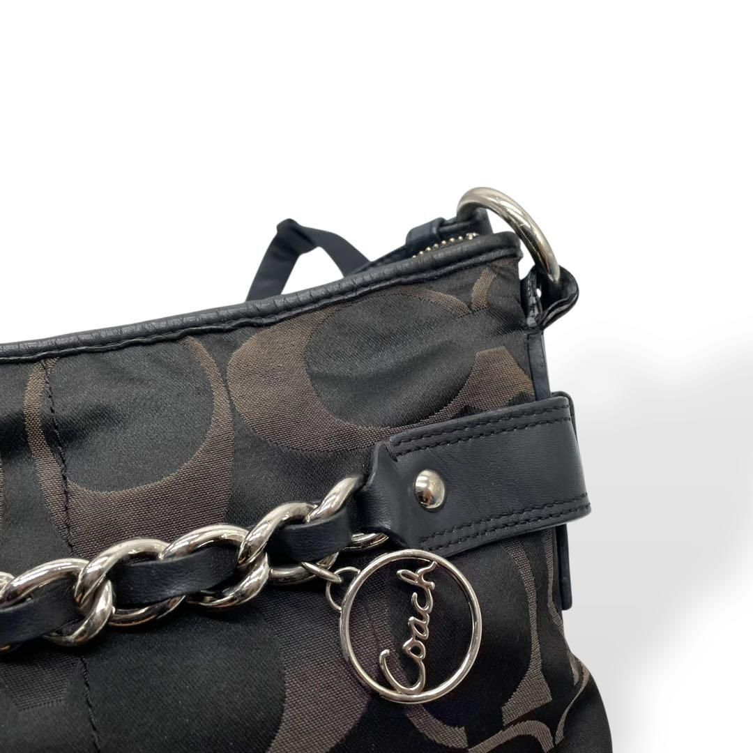 美品 COACH コーチ ショルダーバッグ ナイロン レザー ブラック