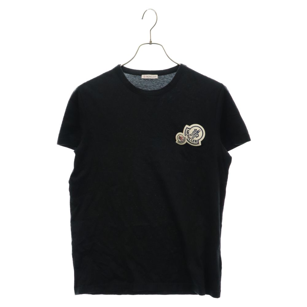 MONCLER (モンクレール) 19SS MAGLIA T-SHIRT マグリア ロゴワッペン半袖Tシャツ カットソー ホワイトE20918032500 8390Y ブラック