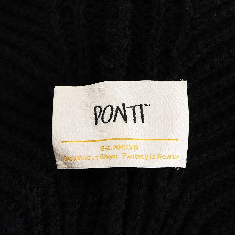ポンティ PONTI ドルマンスリーブ クロシェ ニットカーディガン F 黒 ブラック PO2L036 /AN21 レディース ポンティ PONTI ドルマンスリーブ クロシェ ニットカーディガン