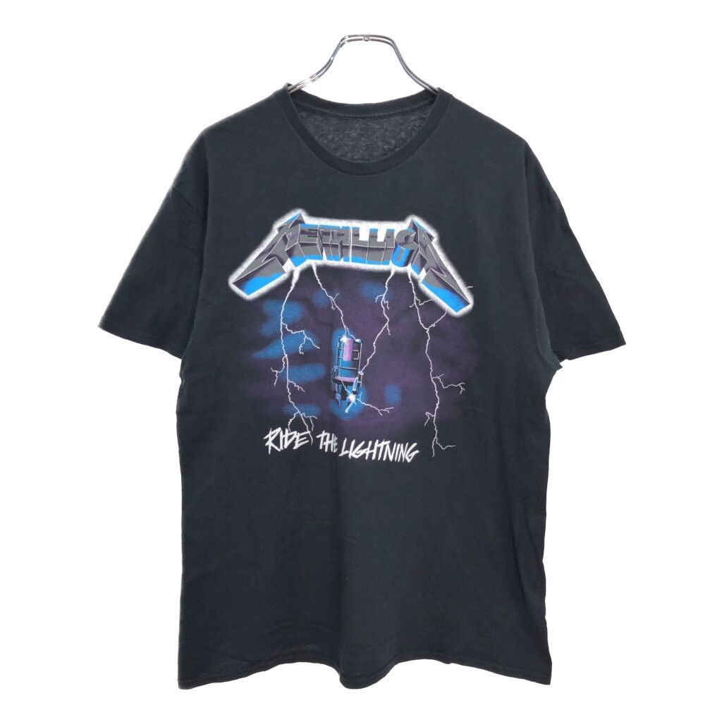 METALLICA メタリカ RIDE THE LIGHTNING 半袖Ｔシャツ バンド ブラック メンズ L相当 古着 U2470