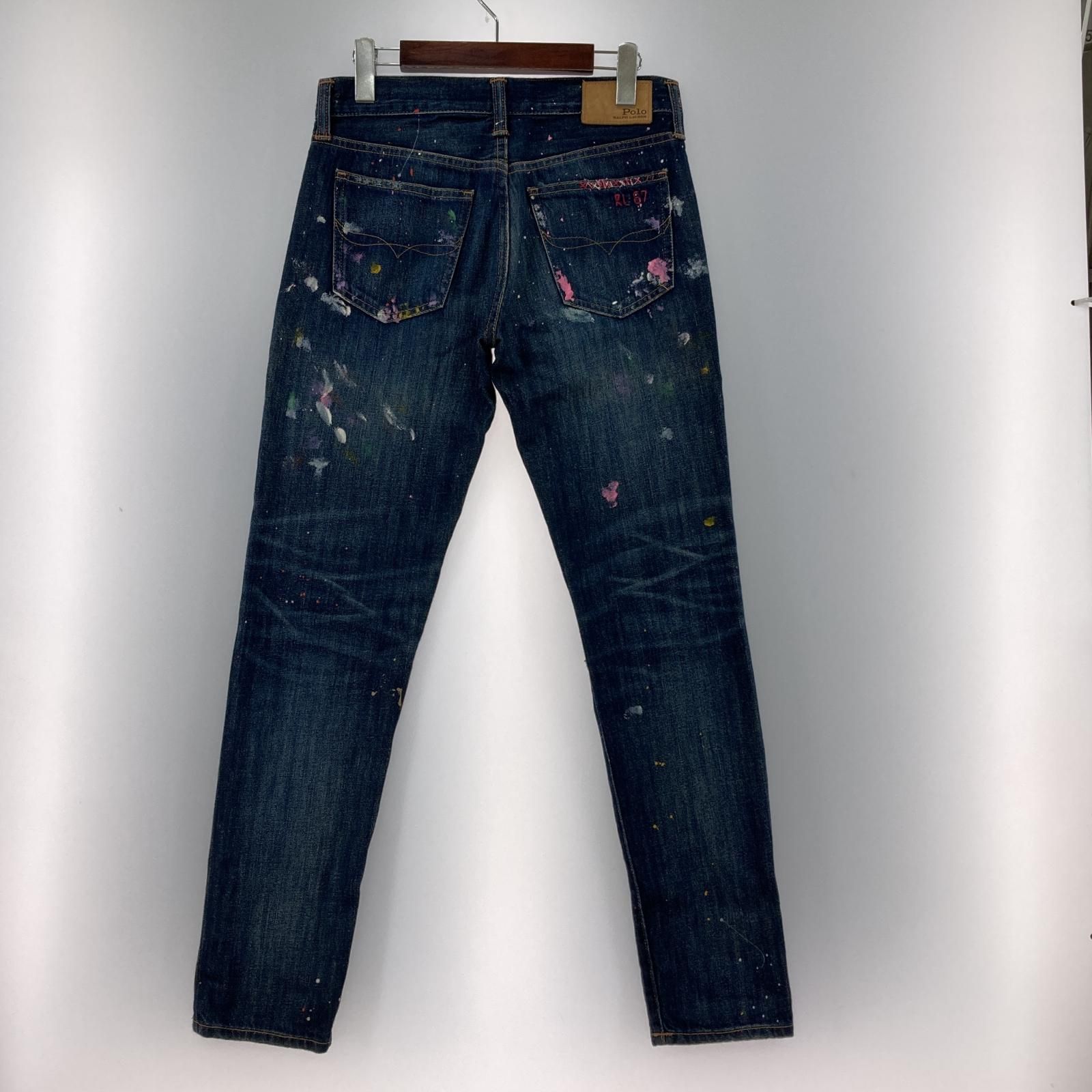POLO RALPH LAUREN ペイント ダメージ 加工 デニムパンツ POLO RALPH LAUREN ポロ・ラルフローレン ペイント ダメージ加工