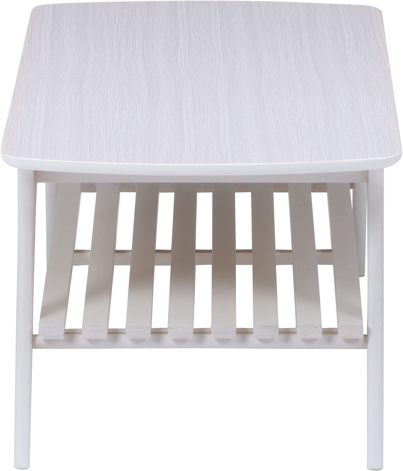 不二貿易 ローテーブル センターテーブル 幅110×奥行50×高さ40cm ホワイト 収納棚 引き出し付き 木目調 床傷防止 98072 MARWIL-DEMENAGEMENTS_CH