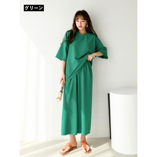 上下セット レディース セットアップ トップス 七分袖 Tシャツ
