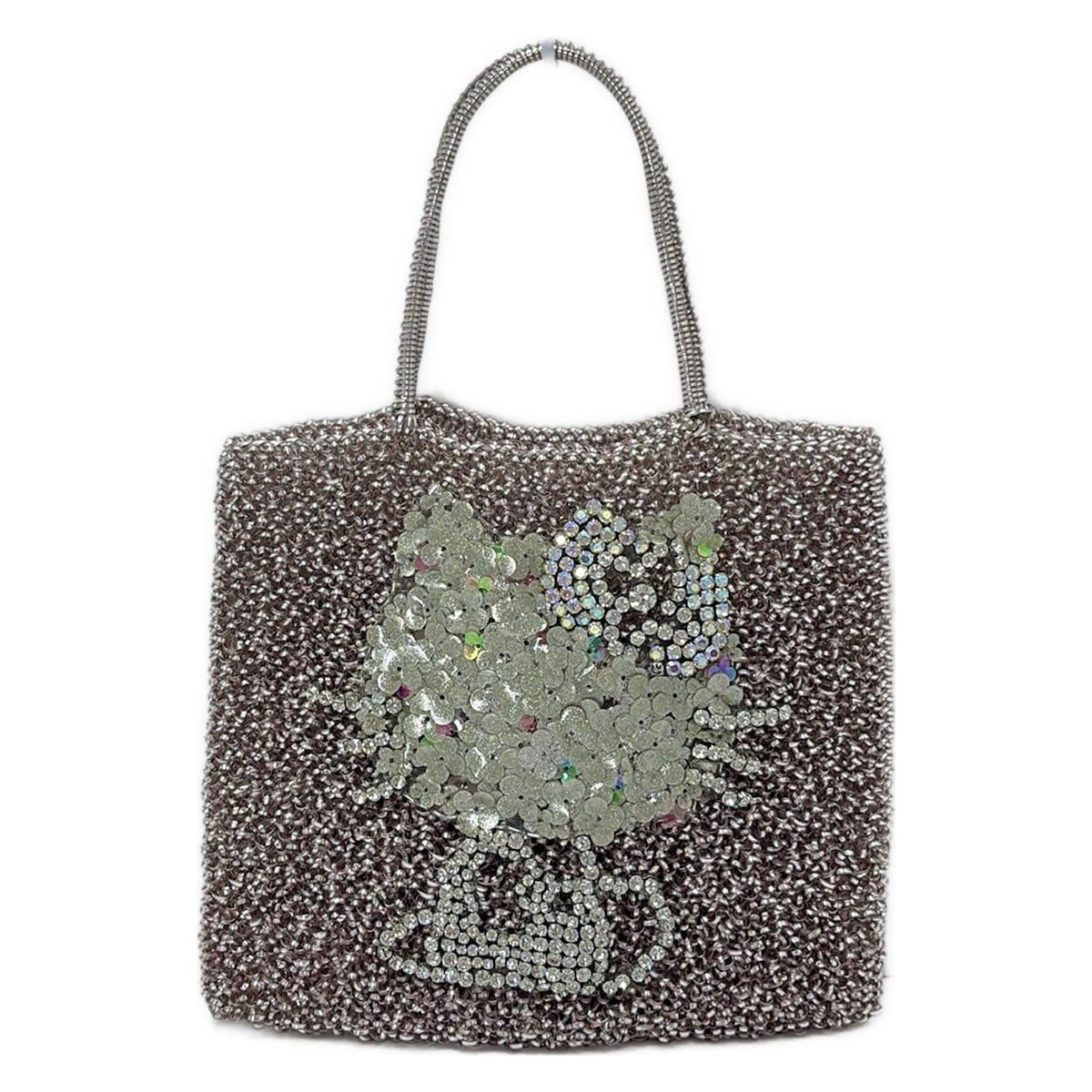 ANTEPRIMA アンテプリマ ワイヤーバッグ ピンクシルバー ビジュー 花柄