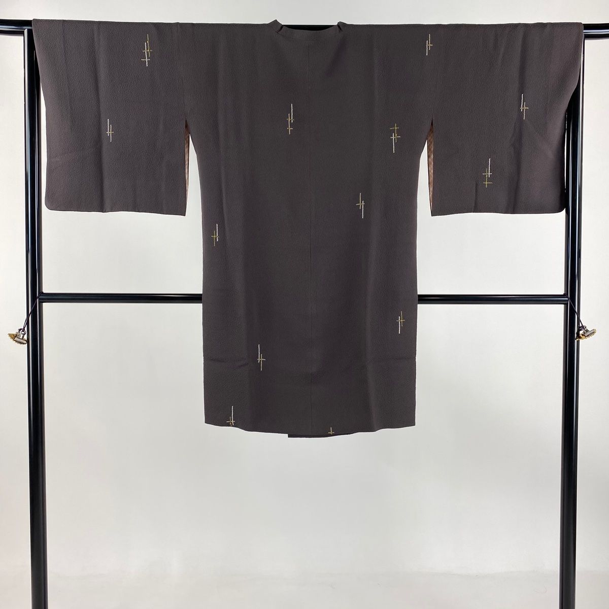 道行 身丈98.5cm 裄丈65cm M 和装コート 角衿 濃紫 正絹 秀品