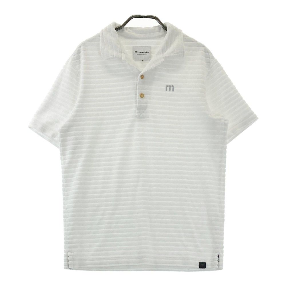 サイズ M TRAVIS MATHEW トラビスマシュー パイル地 半袖ポロシャツ ボーダー柄 ホワイト系 240101425624 ゴルフウェア メンズ ストスト