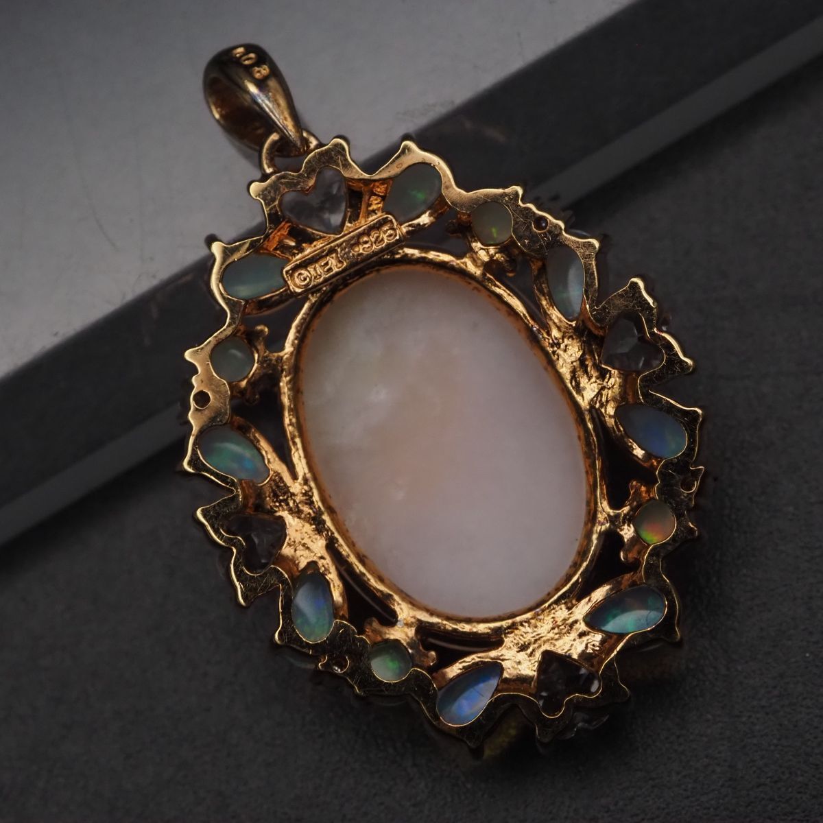 G199 IEI ピンクストーン オパール ダイヤモンド 0.03ct 925刻印 ペンダント トップ デザイン シルバー チャーム ヘッド 4月 10月誕生石 FORTGASGNV_COM_BR