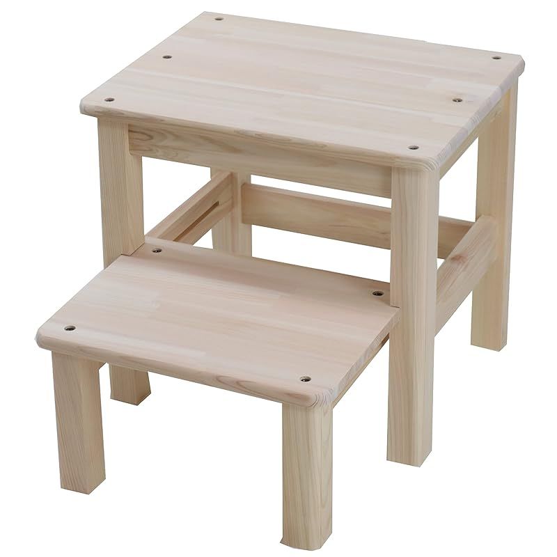 光大 踏み台 木製 耐荷重100 日本製 2段 ひのき ステップ台 玄関 子供 44×40×35cm のれるん台 H型 330388 ウッド 0