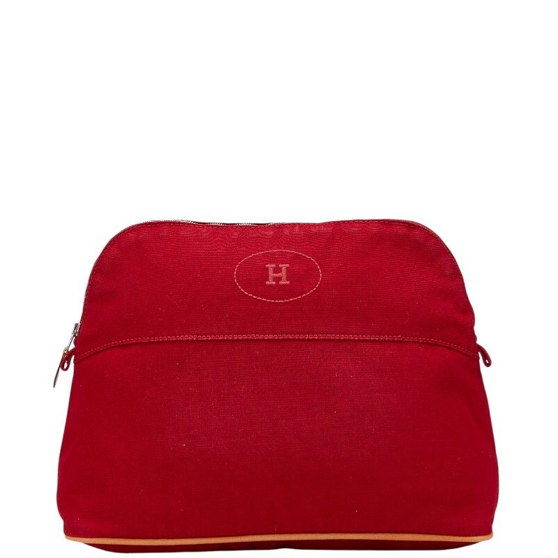 美品 HERMES ボリードポーチGM レッド コットンキャンバス 美品 HERMES エルメス ボリード ポーチ GM レッド キャンバス
