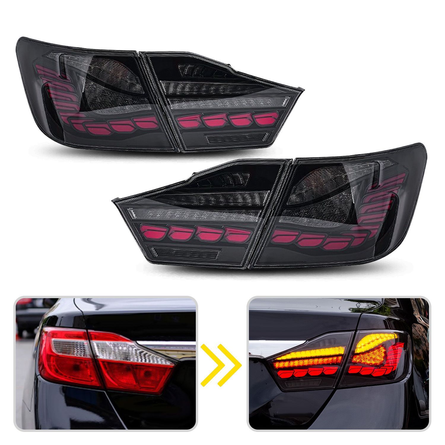 トヨタ カムリ 12-14年モデル 用 LEDドラゴンスケール尾灯ユニット改造 ZZ520