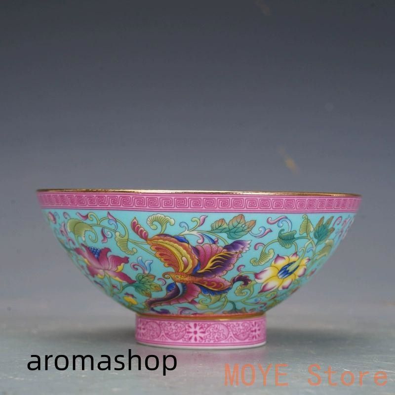 清乾隆磁器琺瑯彩花卉蝶碗 景徳鎮 陶磁器 装飾品 現代工芸品 美術品 置物 清乾隆磁器琺瑯彩花卉蝶碗 景徳鎮 陶磁器 装飾品 現代工芸品