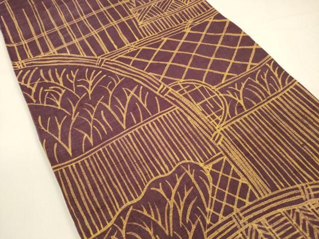 平和屋着物*夏物 太鼓柄袋帯 作家物 型染 雛逸 光悦垣 正絹 DAAY8145cm