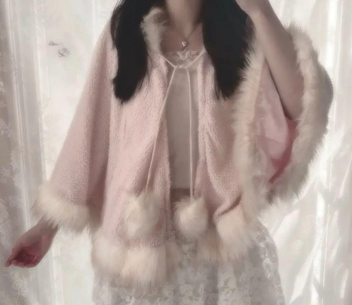 LIZ LISA (リズリサ) いちごミルク ピンク 段々 ポンチョ