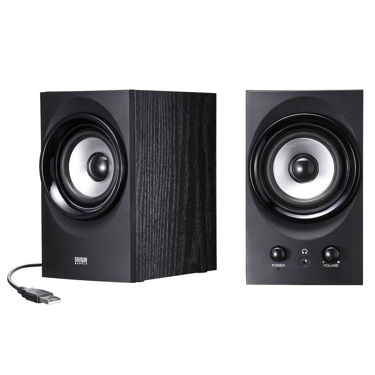 サンワサプライ ハイパワーUSBスピーカー 25.6W出力 低音強化パッシブラジエーター搭載 ブラック MM-SPU9BK SPU9BK