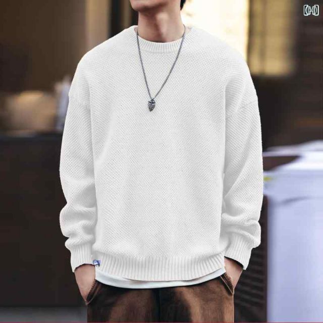 XL 秋冬 コーデ メンズ 服 シンプル ファッション オシャレ 大人 かっこいい 大きいサイズ ストリート 紳士服 アメリカン レトロ セーター ラウンドネック 長袖