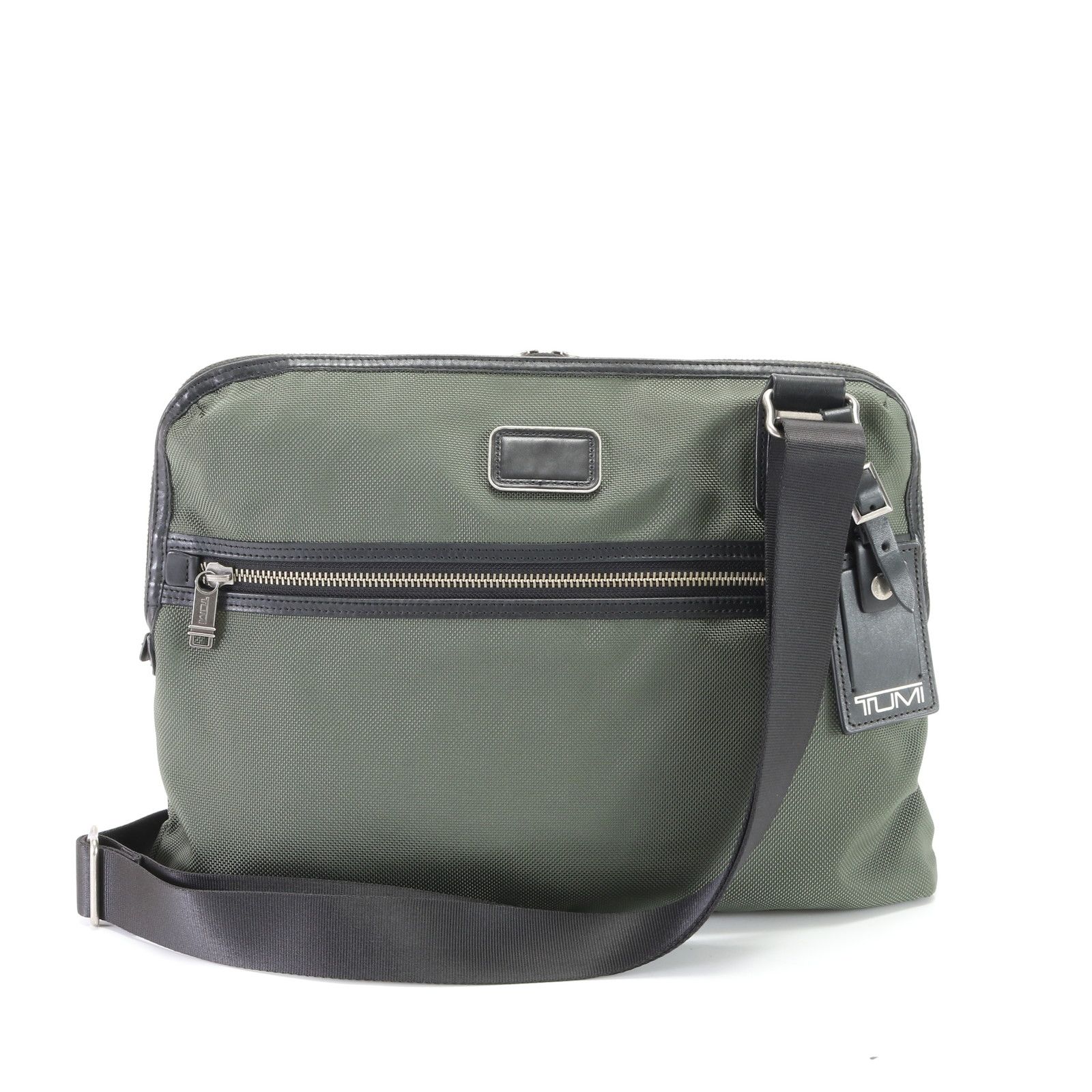 極美品 TUMI トゥミ カーキ レザー ナイロン ショルダーバッグ 