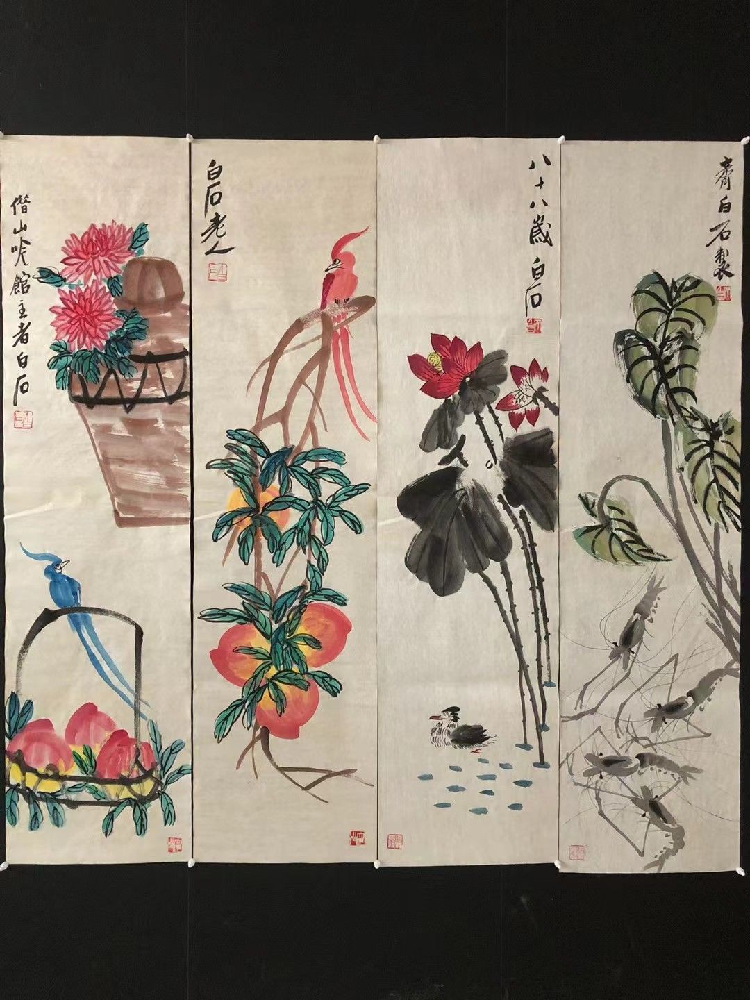 中国古美術☆名人書画·肉筆手絵·斉白石款·花鳥紋·表装していない· 書道品 书房置物 珍品画 - メルカリ