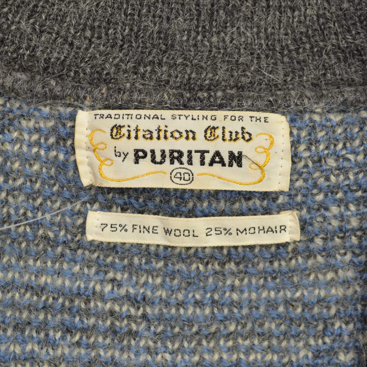 【PURITAN】60s〜 ウールモヘア混 アーガイル長袖カーディガン PURITAN】60s～ ウールモヘア混 アーガイル長袖カーディガン - メルカリ