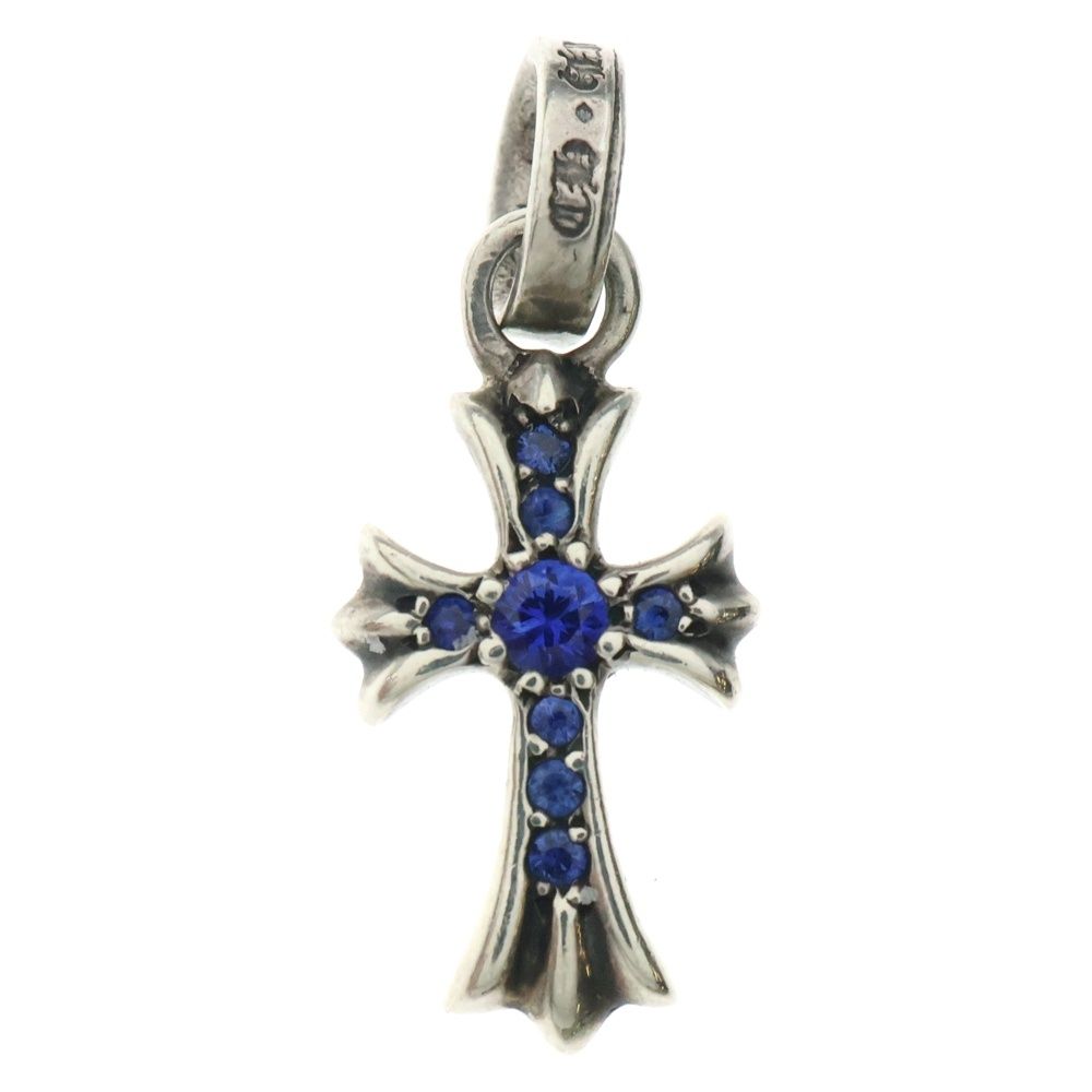 CHROME HEARTS クロムハーツ CRS BBYFAT P SAP B ベイビーファット PAVEブルーサファイア チャーム シルバーネックレストップ