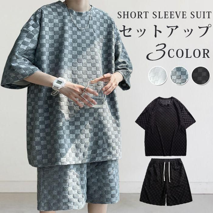 ジャージ メンズ 上下セット セットアップ Tシャツ ハーフパンツ 半袖 スウェット 夏 ルームウェア 部屋着 スポーツウエア ジム トレーニングウェア s0o3595