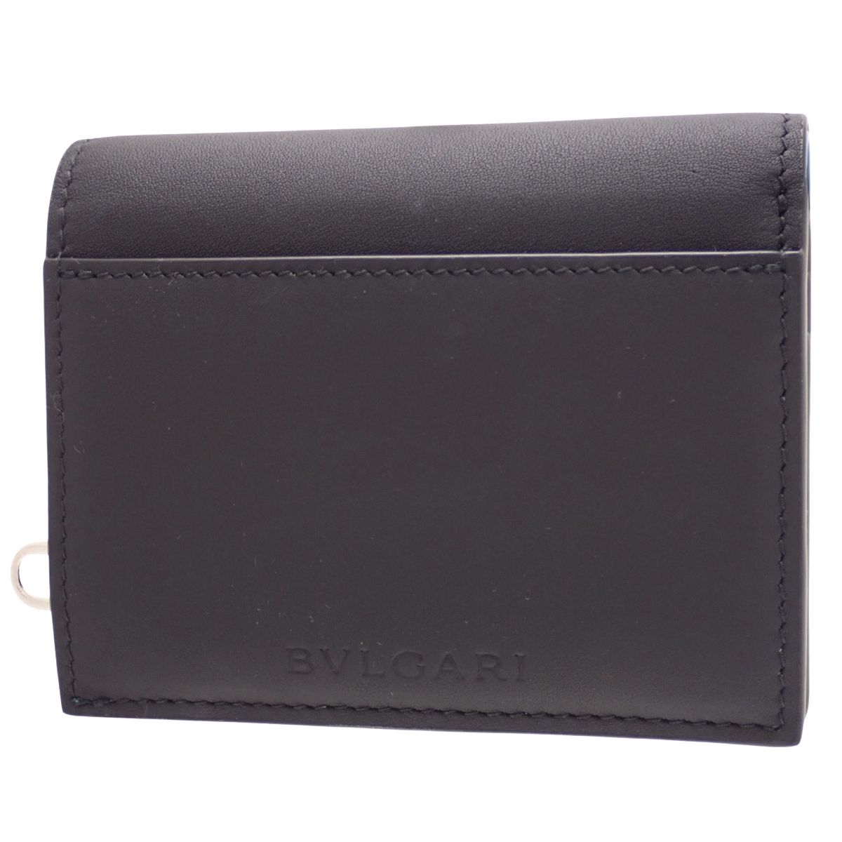 BVLGARI ブルガリ ビーゼロワン 二つ折り財布 コンパクトウォレット B-zero 1 2つ折り 小物 レザー ブラック黒 ブルー青 シルバー金具 メンズ アラモード