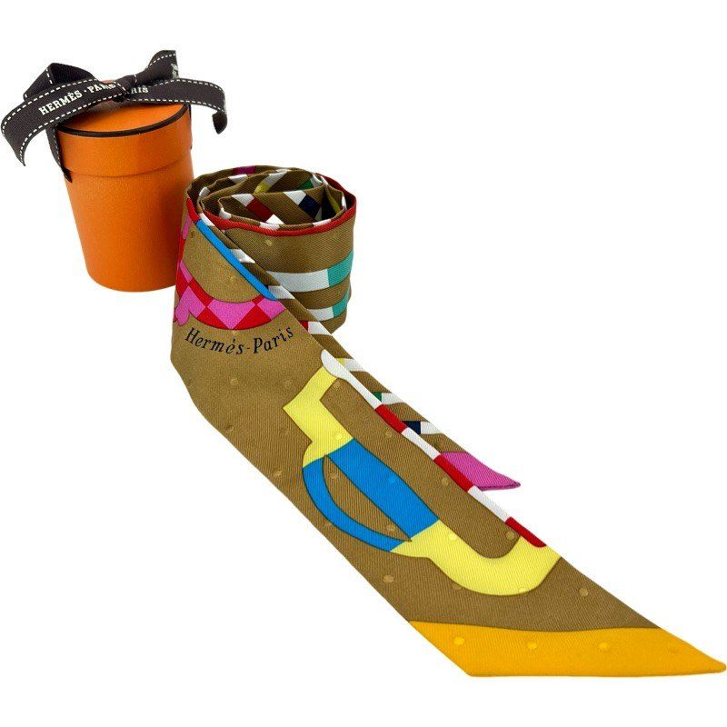 新品未使用 HERMES エルメス Twilly ツイリー マルチカラー ブラウン  