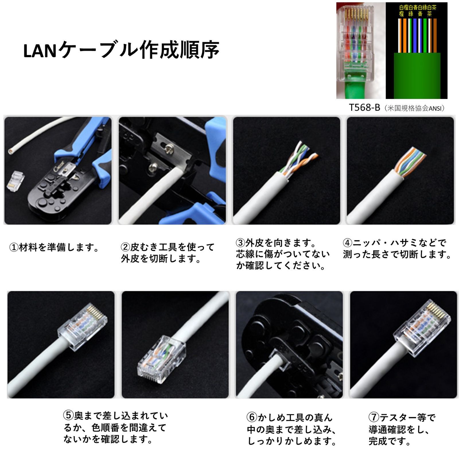 爆安 GSPOWER LANコネクター LANケーブルカバー 自作LANケーブル 選べる7色LANケーブルカバー RJ45LANケーブル 8極8芯 LANケーブル