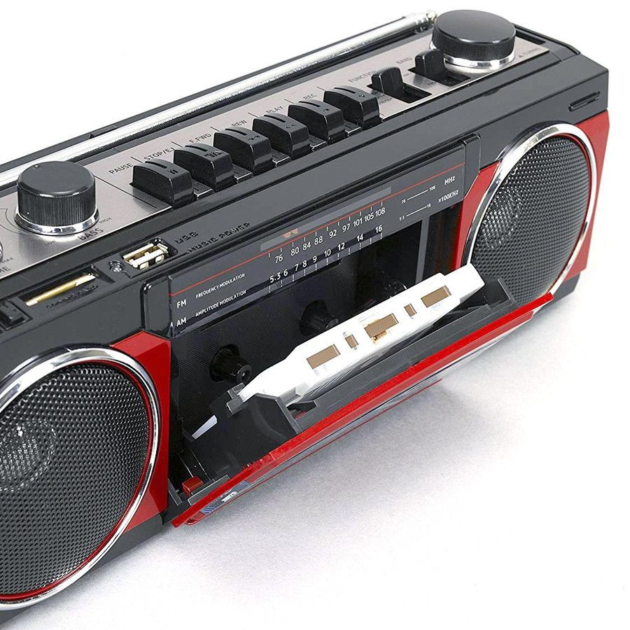 SANSUI レッド SCR-B2 RD カセットテープレコーダー レトロ ラジカセ