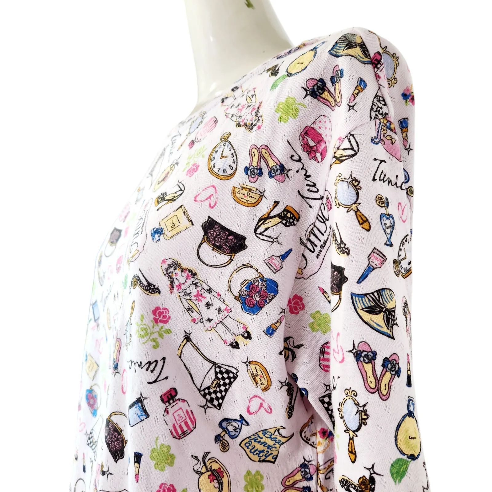 春物 鴨居羊子 TUNIC チュニック 半袖 パターンメシュリボン女子