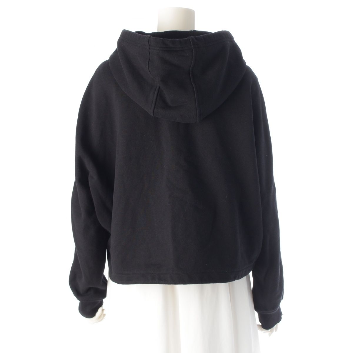 PRADA - プラダ 2021AW コットン トライアングルロゴ クロップドフーディ パーカー トップス 135890 ブラック L【中古】 PRADA - プラダ 2021AW コットン トライアングルロゴ クロップド