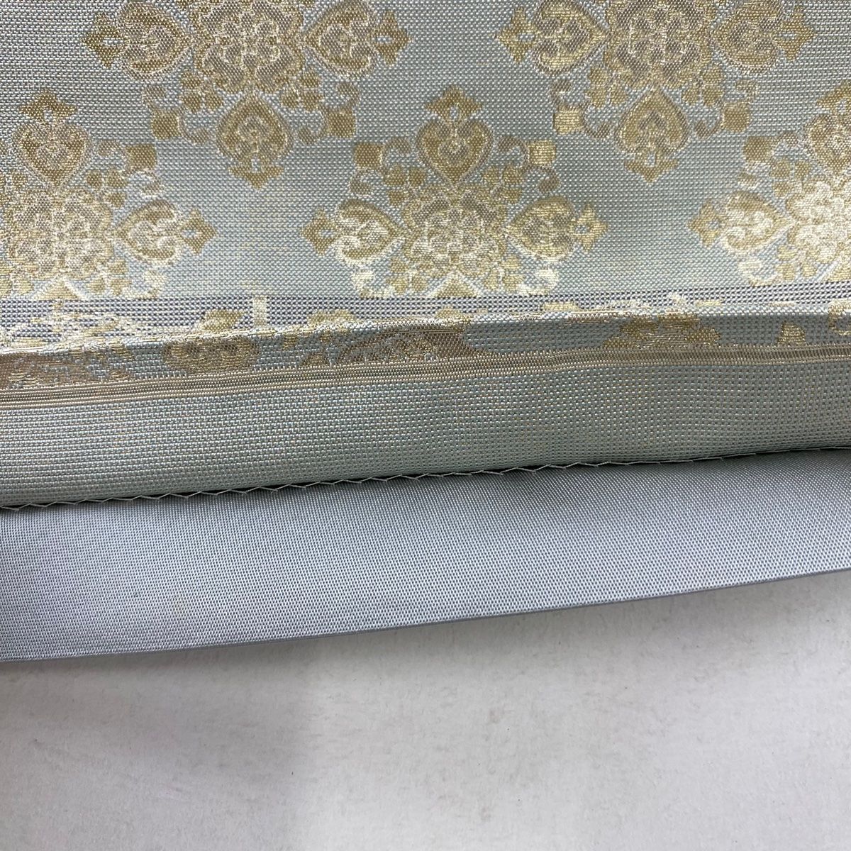 袋帯 美品 逸品 華文 花鳥 金糸 箔 水色 お太鼓柄 正絹 【中古