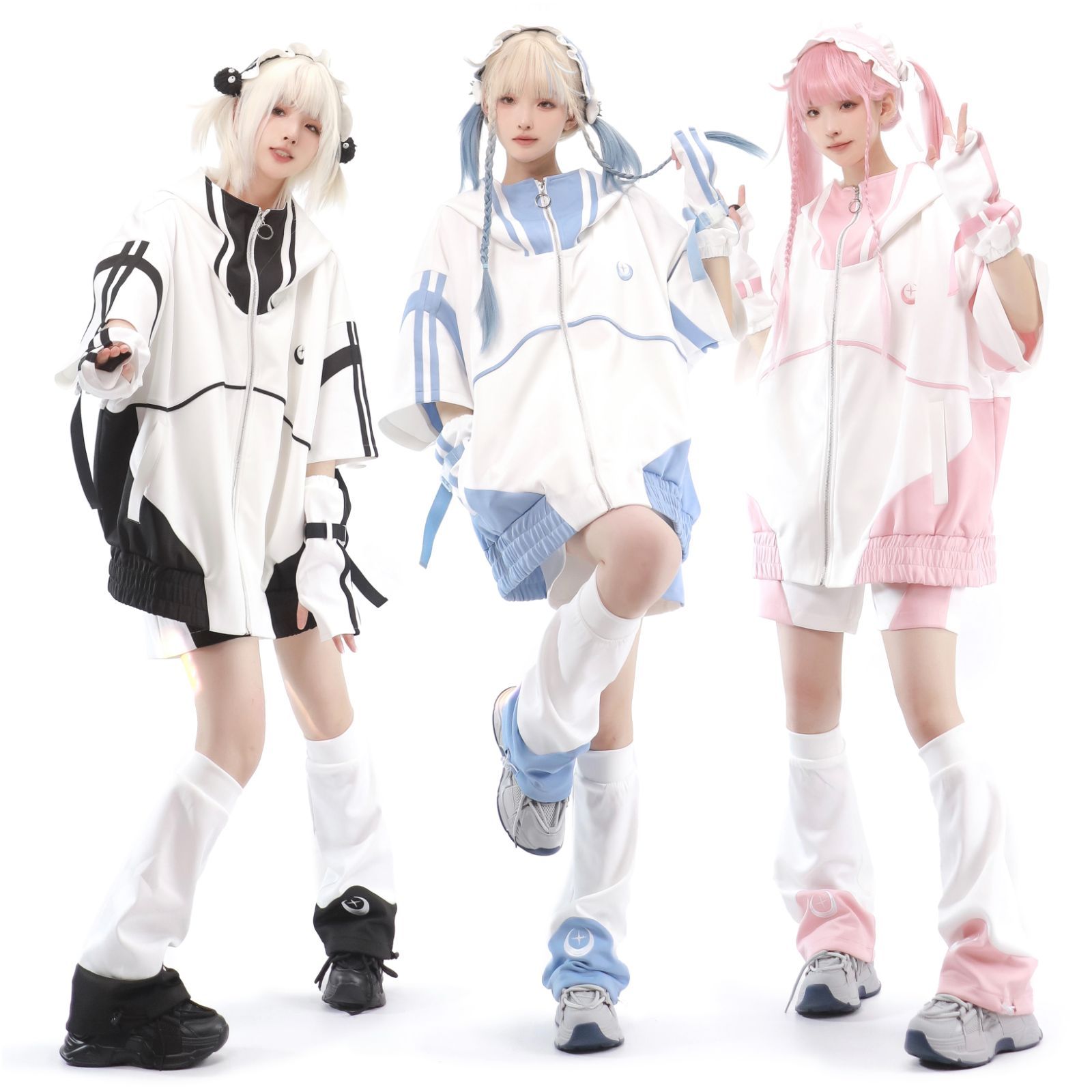 新品未使用 地雷系量産型 スポーツ風 ジャケットセット 白ピンク