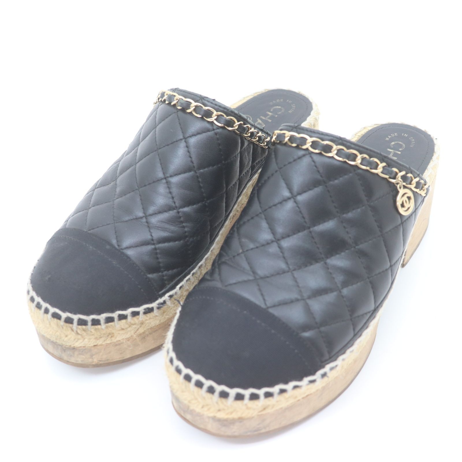 CHANEL シャネル] チェーンサンダル サボ 38