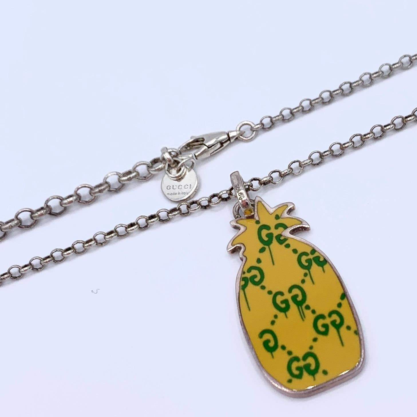 ▽GUCCI/グッチ ゴースト パイナップル ネックレス 476923 GG シルバー