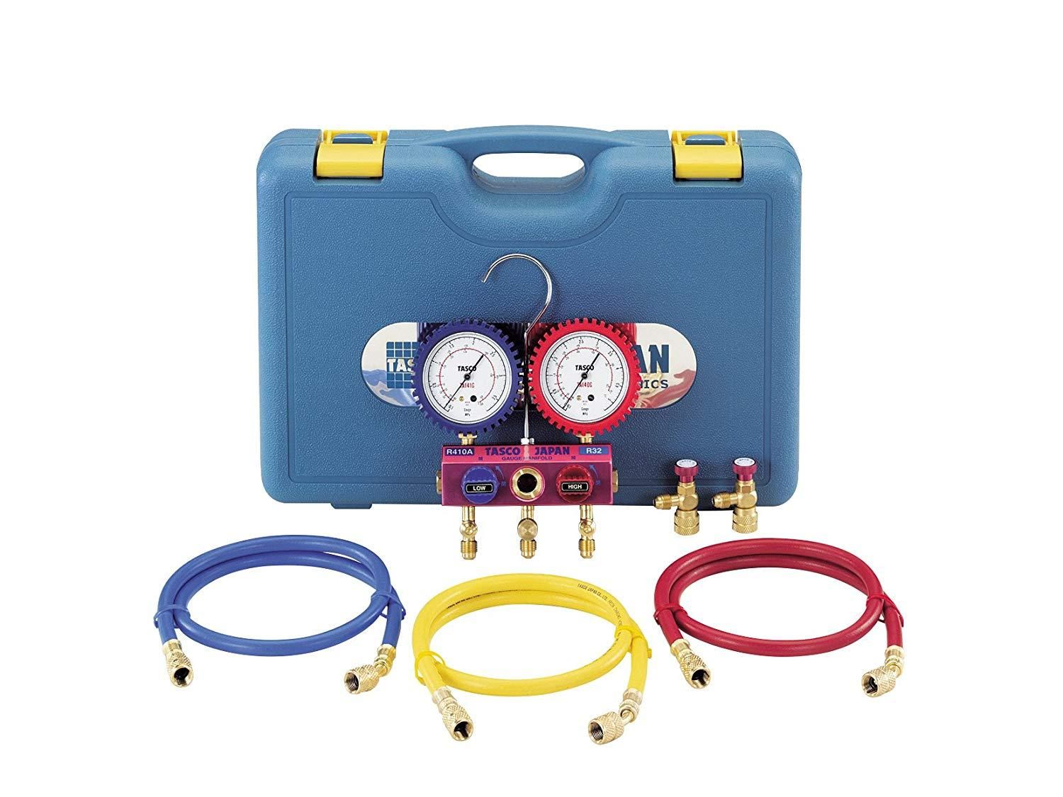 2営業日で発送 タスコ R410A R32マニホールドセット ゲージカバー付 TA122FB