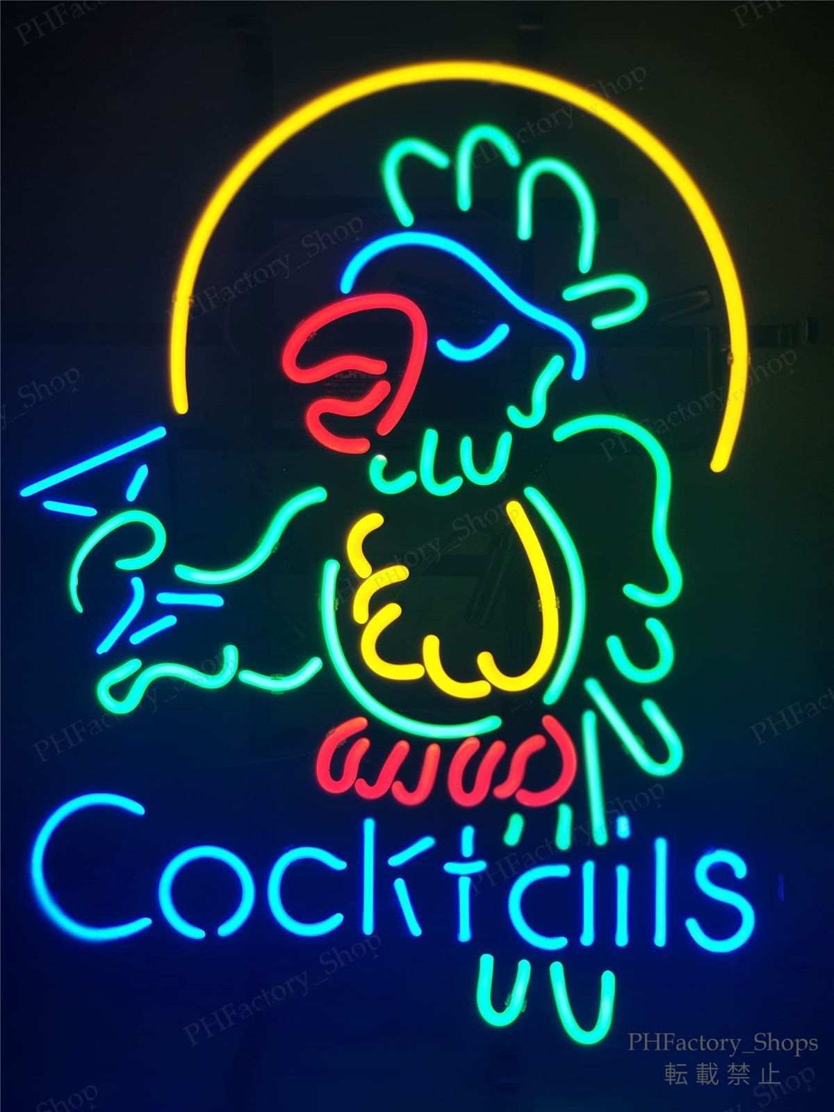 Cocktails Parrot ネオンサイン カクテル パロット ネオンライト バー カフェ ビール 店舗 壁掛け ネオン管 インテリア ハンドメイド 室内装飾 広告看板 48x38cm A308