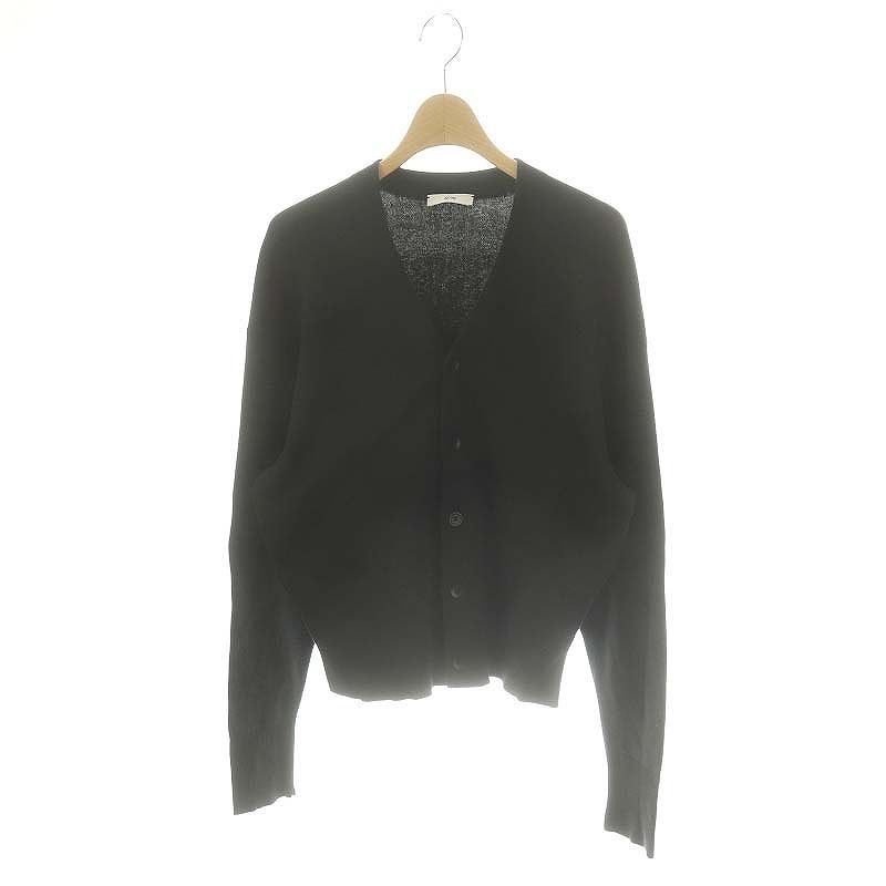エイトン ATON 50/2 NATURAL DYE ORGANIC カーディガン 長袖 ニット 黒 