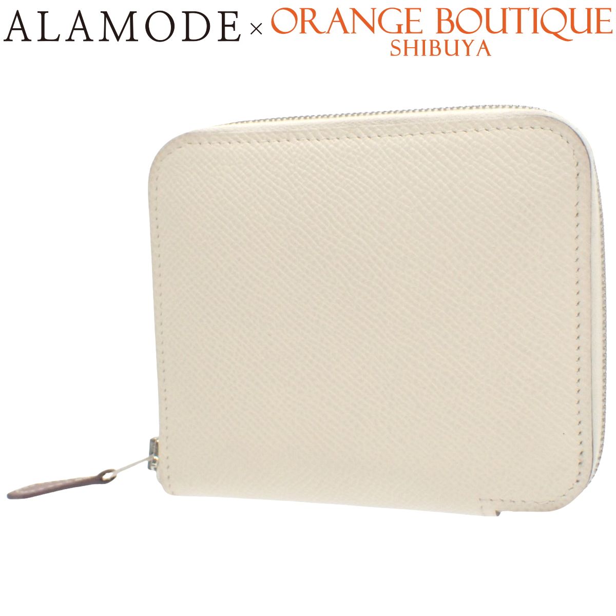 HERMES エルメス アザップコンパクト シルクイン ナタ|ビスキュイ アイボリー エプソン シルク パラジウム金具 シルバー金具 U刻印 コンパクトウォレット 小物 ジップアラウンド ラウンドファスナー 40802157487 アラモード