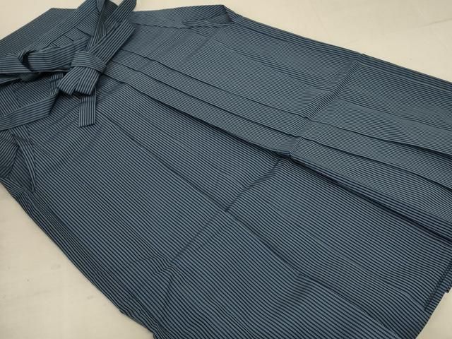 平和屋着物＊夏物 男性 行灯袴 縞 正絹 AABB6717jd